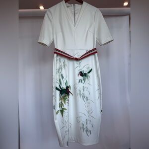 Ted Baker White Dress with Bird Print